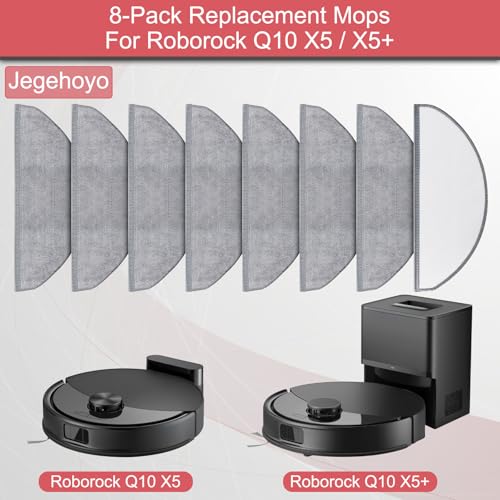 8 Pack Mop Pads for Roborock Q10 X5/X5+ - Washable Microfiber