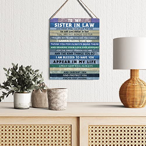 Rustic Wooden Sign for Sister-in-Law | 8x10 Bonus Sister Decor