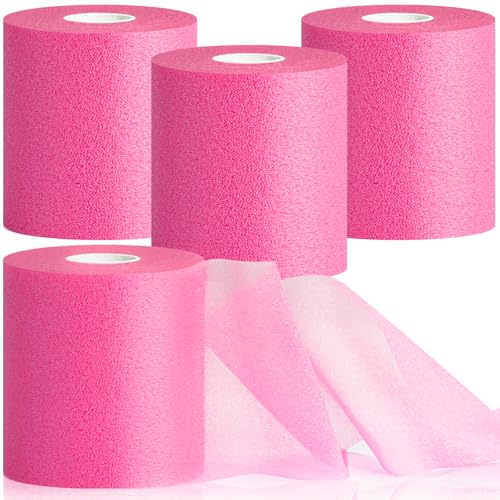 3rd Gen Hot Pink Pre Wrap Athletic, 4 Pack Prewrap Athletic Tape for Hair Soccer, Sports Pre-Wrap Headbands Foam Underwrap Bandage