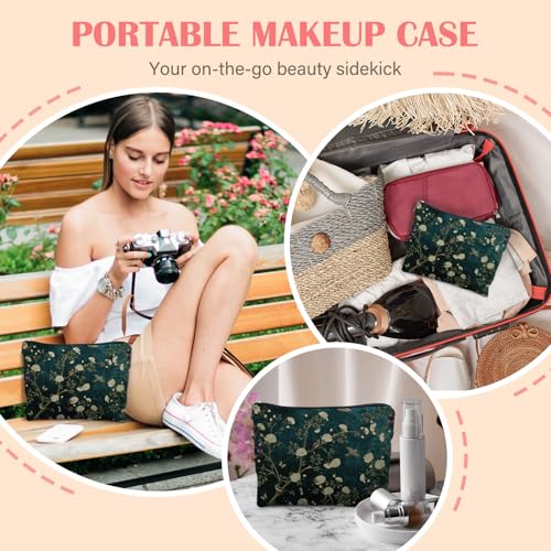 Chinoiserie Bird Makeup Bag Vintage Floral Cosmetic Zipper Pouch
