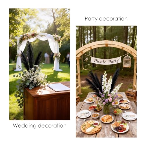 30pcs 21.6 Inch Black Faux Pampas Grass - Non-Shedding Boho Home Decor