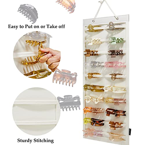 Beige Hanging Hair Claw Clips Organizer for Wall & Closet