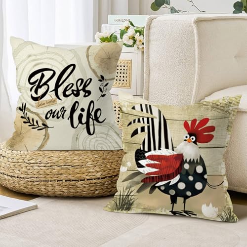 Farmhouse Animal Throw Pillow Covers - Set of 4, 18x18 Velvet