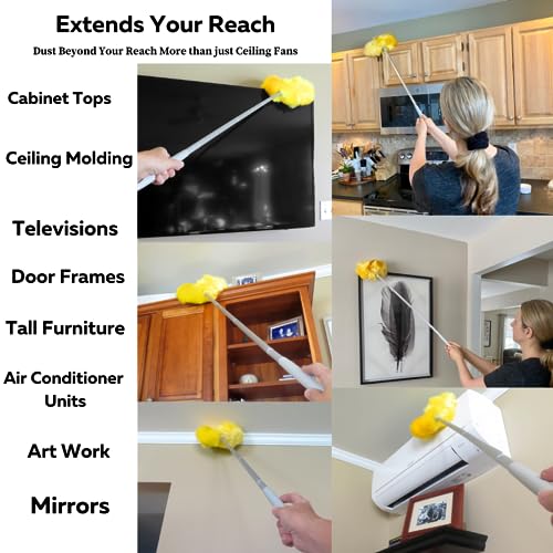 Evelots Ceiling Fan Blade Duster with 9-Foot Extension Pole