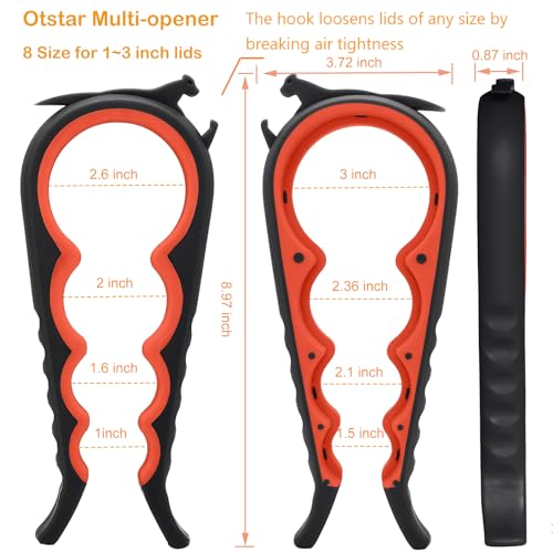 Otstar 4-Piece Jar and Bottle Opener Set for Arthritis - Black and Red