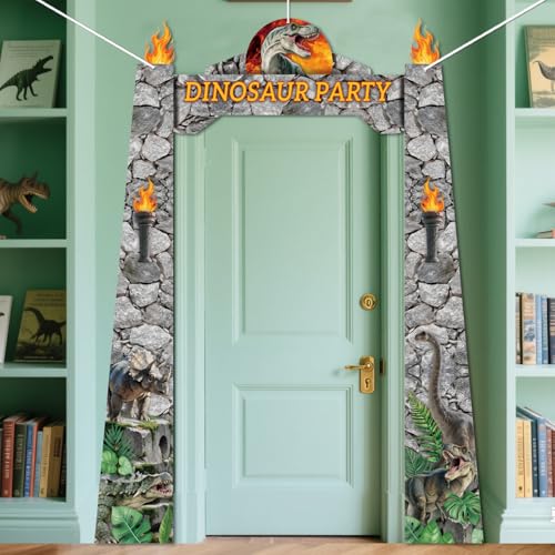 Dinosaur Party Decorations Set - 3PC Porch Banner & Backdrop