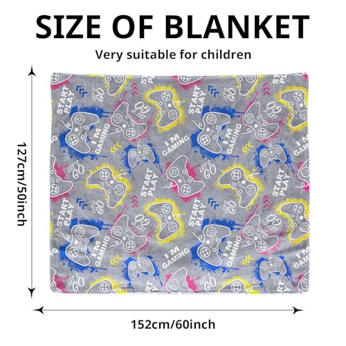 Glow in the Dark Gamer Blanket for Kids - 50"x60" Soft Throw