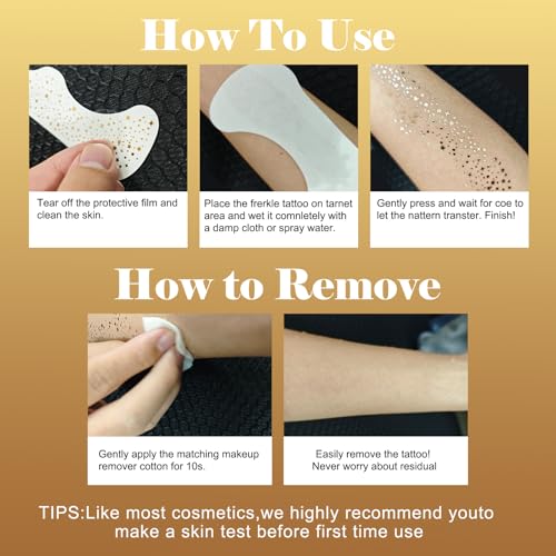 BIRIYANI Gold Glitter Face Tattoos – 6 Sheets Waterproof Faux Freckles