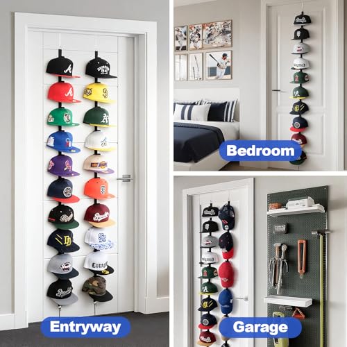 Aoodaily Over-the-Door Hat Organizer for Baseball Caps - 10 Hooks