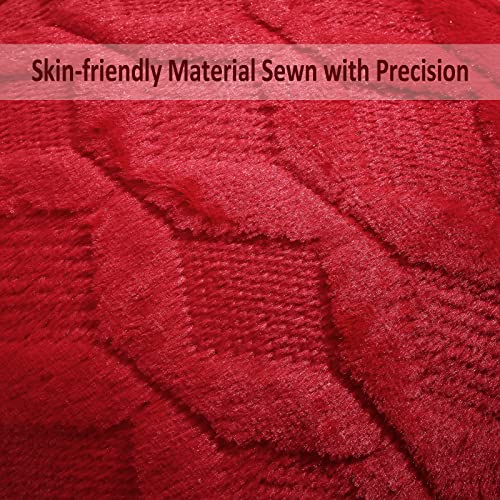 Christmas Faux Wool Pillow Covers 18x18 Inch Pack of 2 - Red
