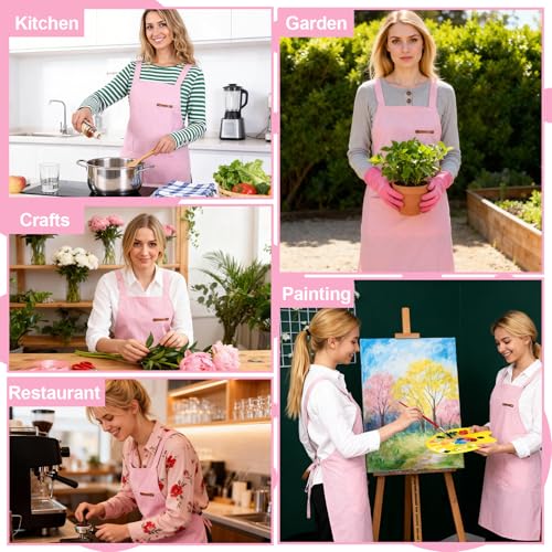 Adjustable Cross Back Apron for Women with Pockets - Kitchen Chef Apron