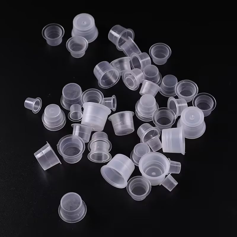Transparent Plastic Tattoo Ink Caps 100 Pcs Pigment Cups for Microblading
