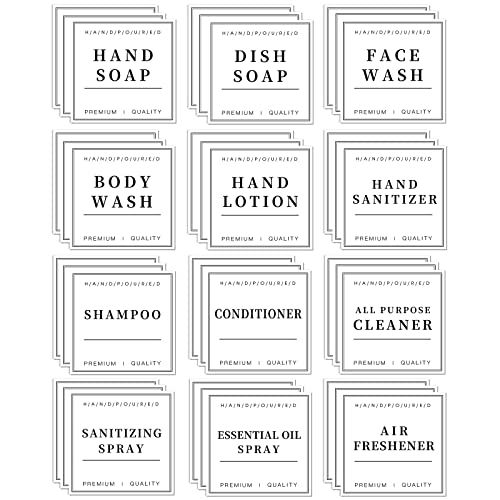 36PCS White Waterproof Labels for Soap & Shampoo Dispensers
