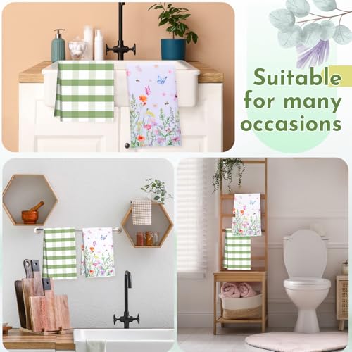 Tegeme Floral Kitchen Towels Set - 2 Pcs Wildflower Dish Towels