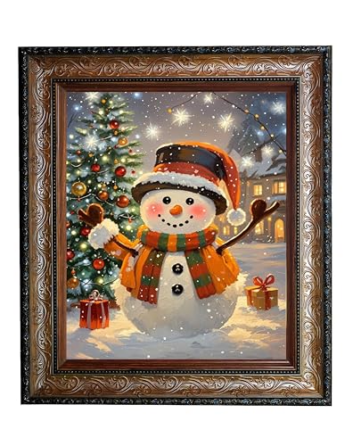 Christmas Snowman Wall Art Print 8x10 Festive Winter Holiday Decor