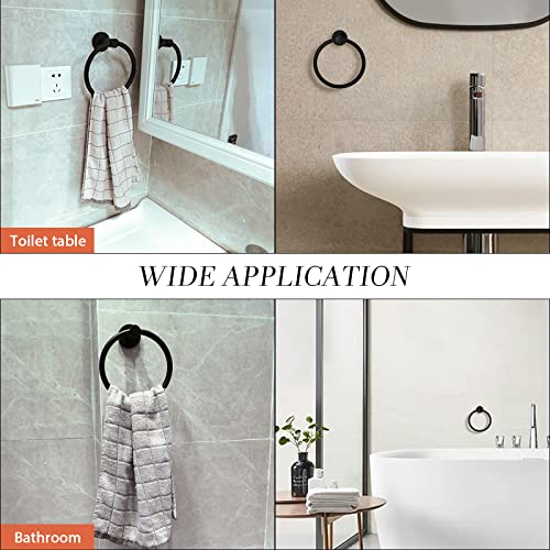 ZGELIN Matte Black Towel Ring, Wall Mounted SUS 304 Stainless Steel Holder