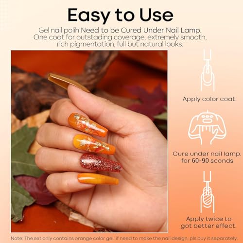 Modelones Fall Orange Gel Nail Polish UV LED Soak Off 15ml
