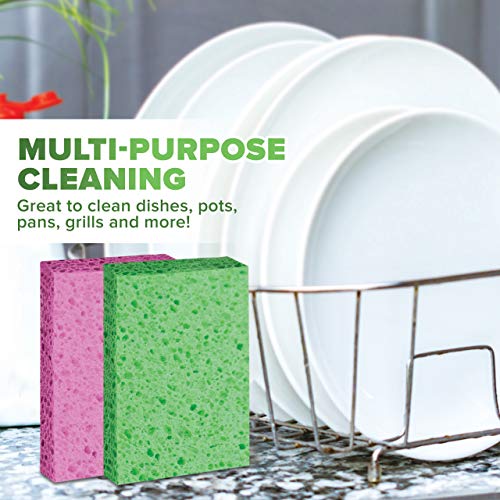 SCRUBIT Cellulose Scrub Sponges - 6 Pack Durable Cleaning Pads