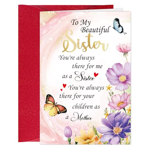 FLYAB Floral Mother's Day Card for Sister - 5.5"x8" with Envelope