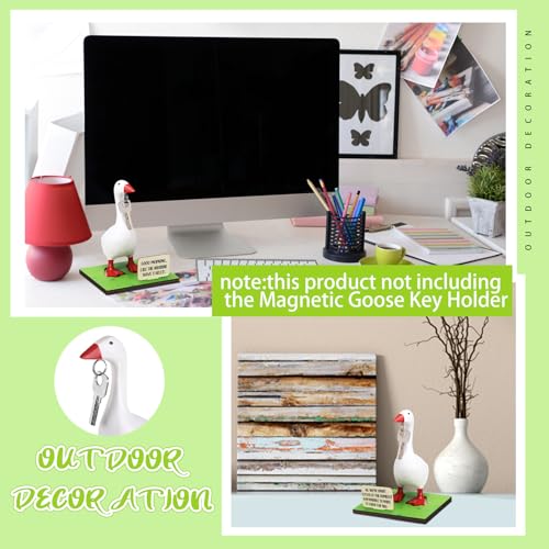 Magnetic Goose Key Holder Wooden Base Stand with 10 Interchangeable Signs