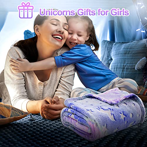 TEHALK Unicorn Glow in the Dark Blanket - Soft Fleece Throw 40"x60" (Unicorn2)