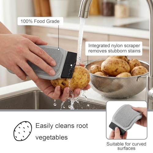 Silicone Dish Scrubber 3-in-1 Kitchen Sponge for Cleaning & Drying