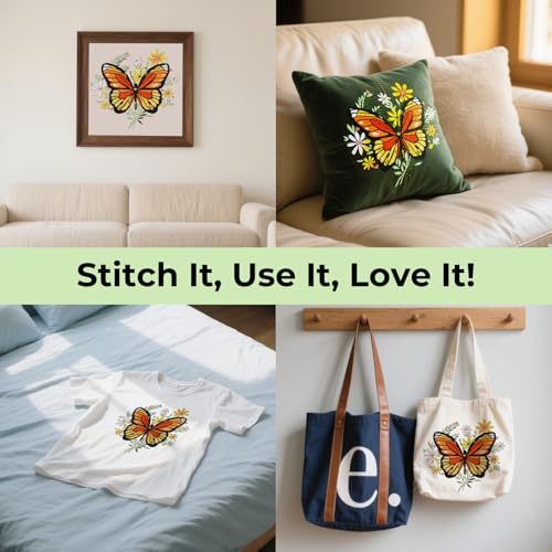HTVRONT Butterfly Embroidery Kit for Beginners with Video Tutorials