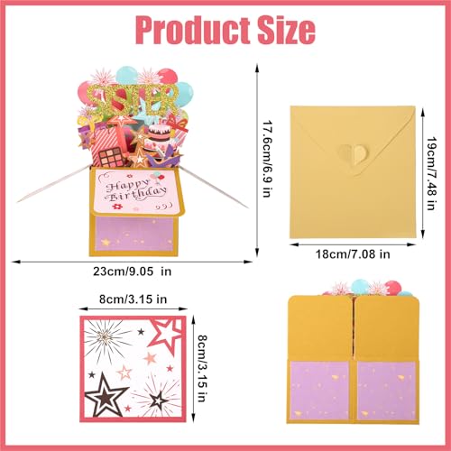 Sinbana 3D Pop Up Birthday Card for Sister - Colorful Greeting Card