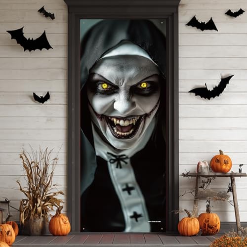 3D Zombie Nun Halloween Door Cover Decoration - 80x28 inches