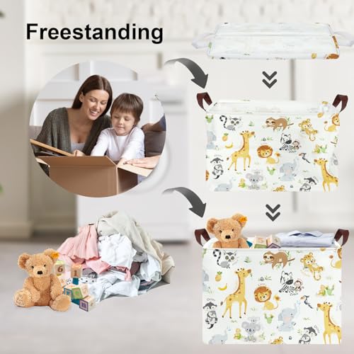 Clastyle Collapsible Jungle Animal Storage Basket for Kids