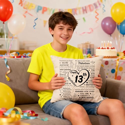 13th Birthday Gift Throw Pillow Cover - 18x18 Inch Inspirational Keepsake