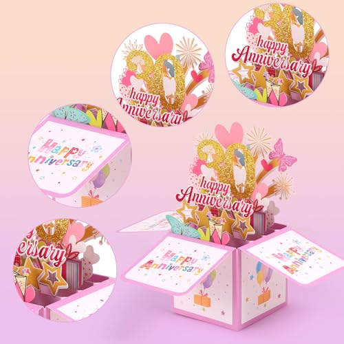 Colorful 3D Anniversary Pop-Up Card with Heart & Butterfly