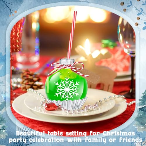 12Pcs Christmas Plastic Ball Bottle Decorations for Drinks - Snowflake Pattern