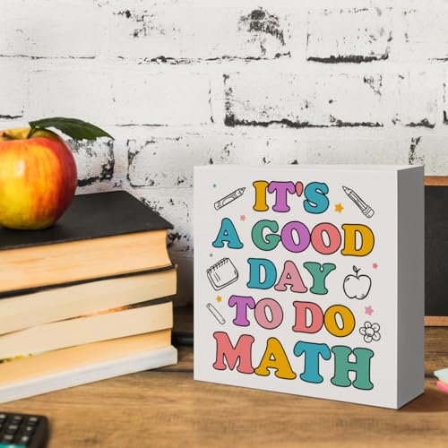 Math Teacher Wooden Desk Sign - 5x5 Inch Office Decor Gift