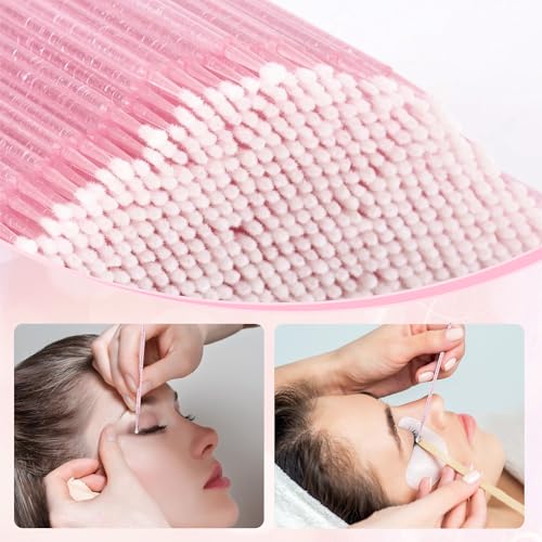 KIUSOWAYD Micro Applicator Brushes - 300 Pcs Crystal Pink Disposable Swabs