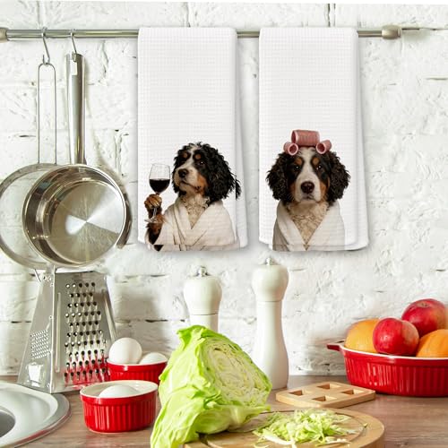 Bernedoodle Bathroom Hand Towels Set of 2 Funny Dog Decor 16x24
