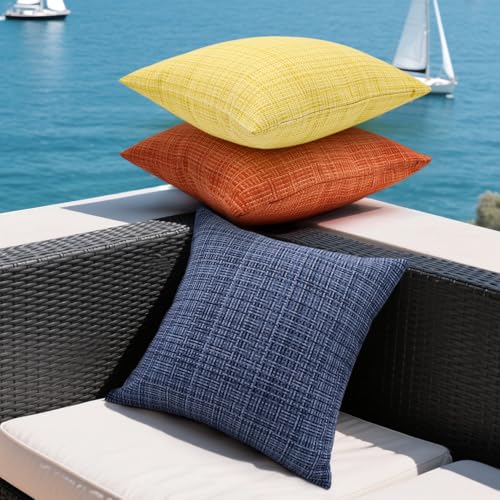 HADEEONG 18x18 Waterproof Outdoor Throw Pillow Covers, Yellow (Pack of 2)