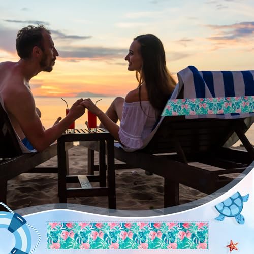 Boao 8 Pcs Elastic Towel Bands for Beach Chairs Sea Turtle Style - Cruise & Beach Essentials