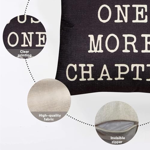 Just One More Chapter Motivational Pillow Cover 18x18 Cotton Linen