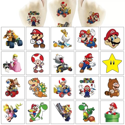 Super Mario Temporary Tattoos for Kids 20 Pcs Waterproof Party Favors