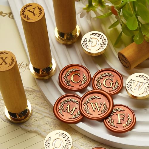 YOLAKIS Botanical Wax Seal Stamp with Initial G - Vintage Floral Design
