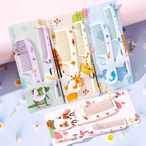 Denlydom 2-Piece Mini Baby Hair Comb Set - Cute Toddler Hairdressing Combs