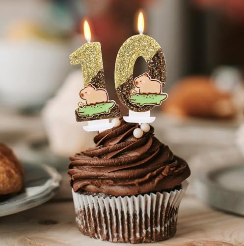 Capybara Birthday Candle Number 10 - Cute Cake Decoration