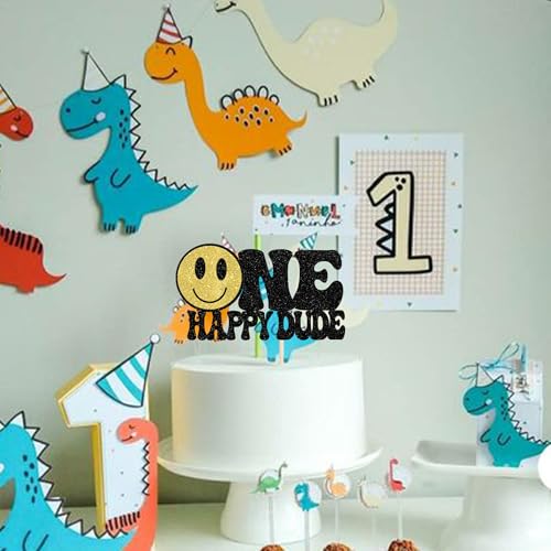 Happy Dude Cake Topper - First Birthday Decorations, 6.6" x 8.7"
