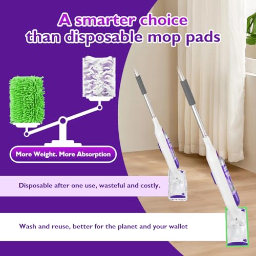 UNIMADE Reusable Microfiber Mop Pads 8-Pack - Multicolor for Swiffer PowerMop