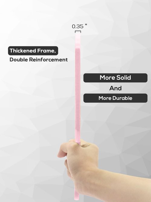 BEFUI Extra Large Handheld Mirror，Hand Salon Mirror with Handle for Barbers, Hairdressing (Pink，12.4" Lx 9" W)