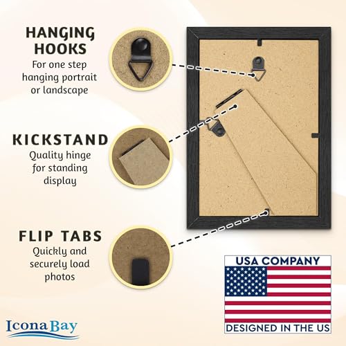 Icona Bay 4x6 Black Balsam Photo Frame with Removable Mat