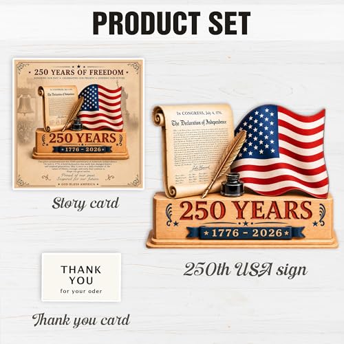 USA 250th Anniversary Wooden Decor Sign | Patriotic Gift 1776-2026