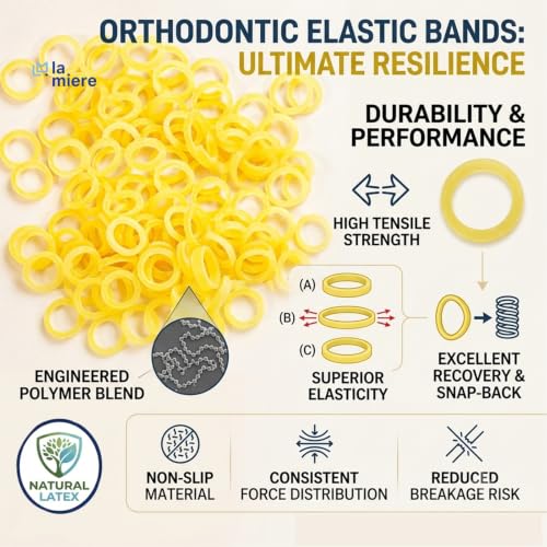 Orthodontic Elastic Bands 1/4 Inch Medium Force Amber Latex 100 Count