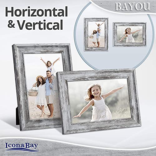 Icona Bay 4x6 Azure Gray Picture Frame - Coastal Style, Wall Mount & Table Top
